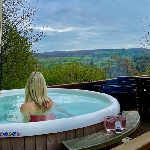 Relaxing in the Hot Tub, looking out on the view with a Gin & Tonic